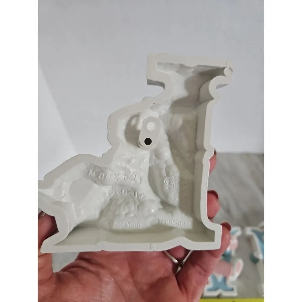 Vintage Burwood Love Bunnies Wall Plaques Shelf Sitters 1992 USA Easter Rabbits